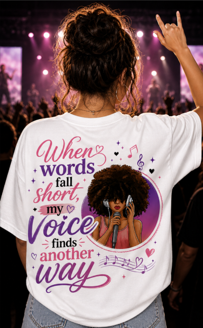 When Words Fall Short, My Voice Finds Another Way | Debbi James Official Front & Back Print T-Shirt | Bella + Canvas 3001