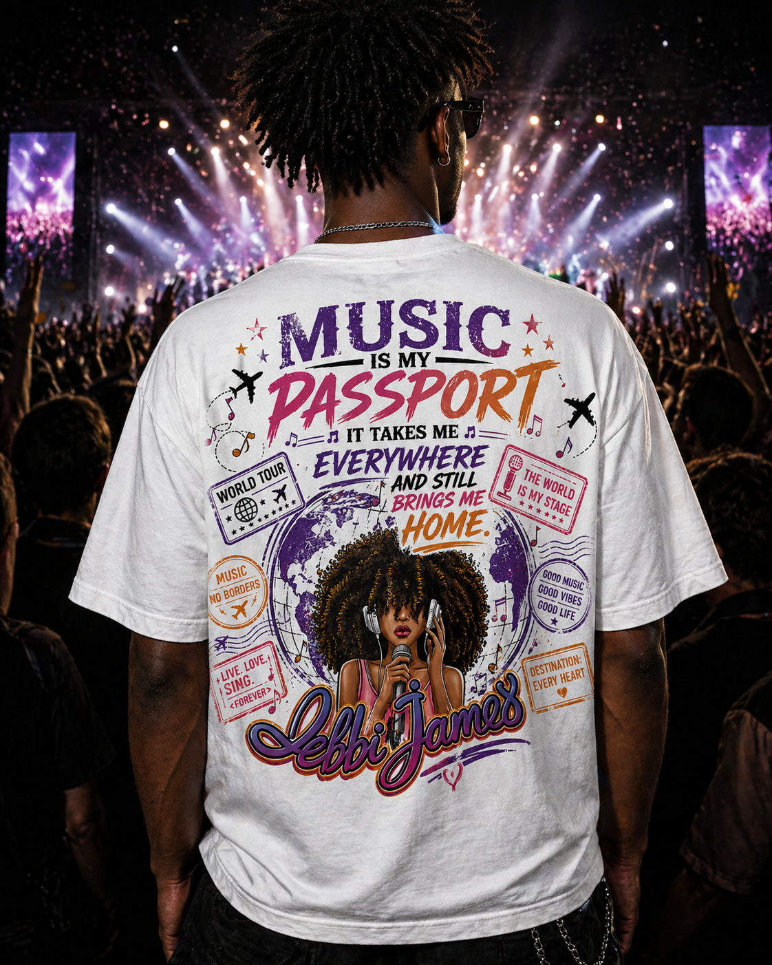 Music Is My Passport | Debbi James Official T-Shirt | Bella + Canvas 3001